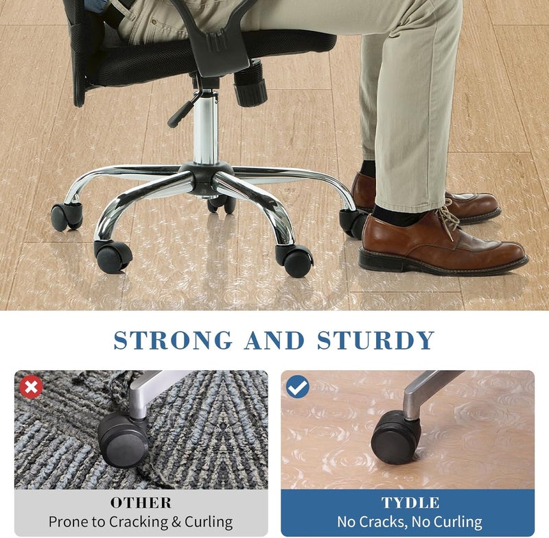 Tydle Chair Mat for Hard Floors, 36" x 60" Office Chair Mat for Hardwood Floors, Non-Slip Plastic Floor Mat for Gaming Chairs, Hard Floor Protector Computer Desk Vinyl Mat for Home Office (Clear-Rose) - Image 5